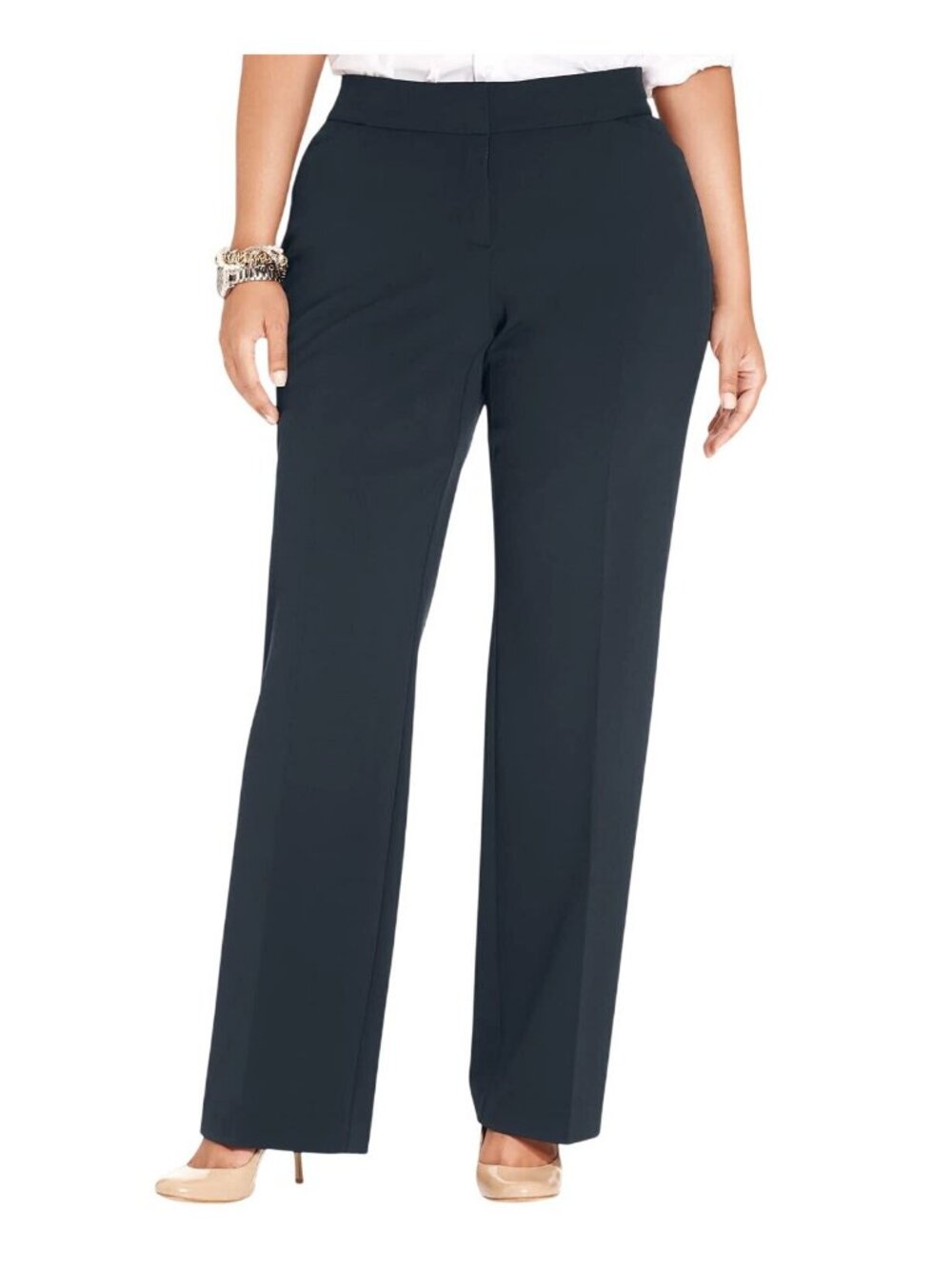 NWT JM Collection Leg Stretch Tummy Control Trouser Pants Intrepid Blue 16WP